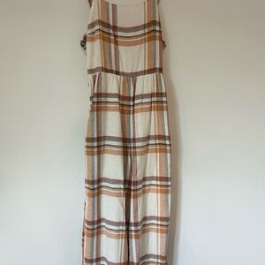 American Eagle Outfitters Plaid Romper in Cream and Tan